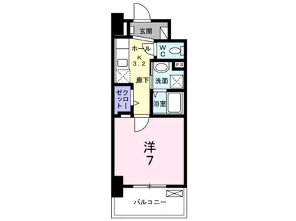 メルベージュ岸(1K/7階)の間取り写真