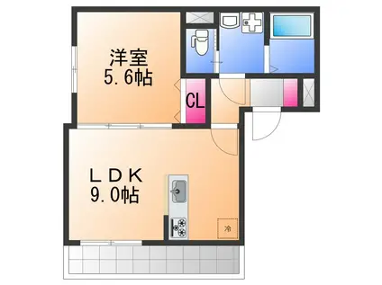 O NE KISHIWADA(1LDK/3階)の間取り写真