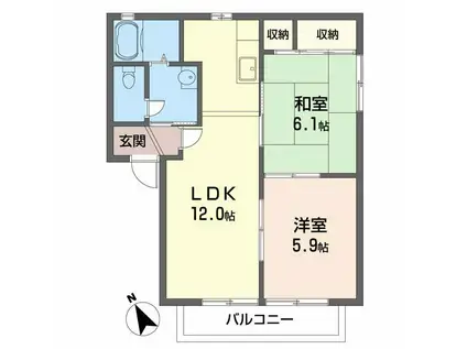 フロンティア1番館(2LDK/2階)の間取り写真