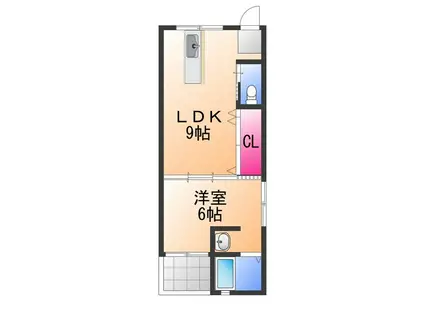 羽衣グリーンハイツ(1LDK/4階)の間取り写真