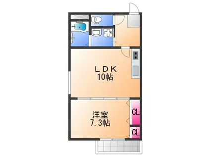 フジパレス浜寺石津西(1DK/3階)の間取り写真