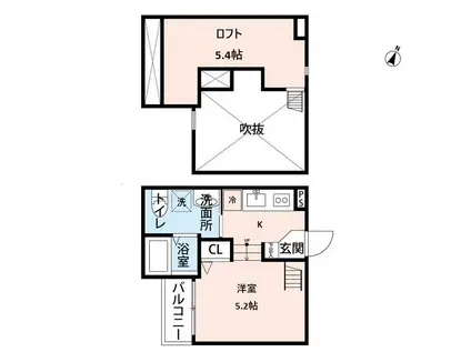 オリュザ(1K/2階)の間取り写真