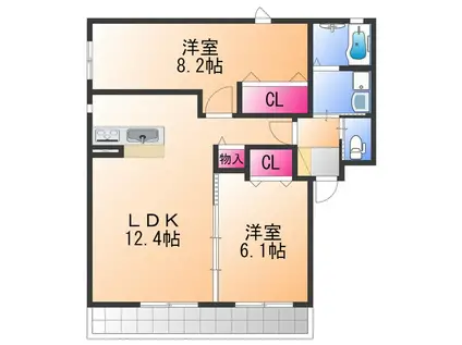 アドラブール(2LDK/2階)の間取り写真