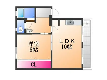 羽衣団地C棟(1LDK/3階)の間取り写真