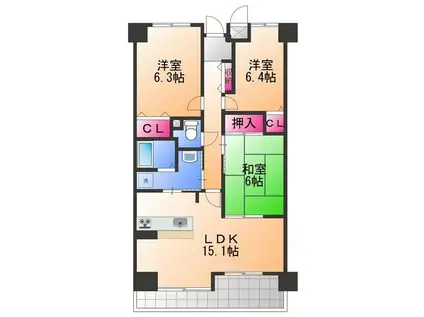 ブリティッシュティンバー泉佐野(3LDK/1階)の間取り写真