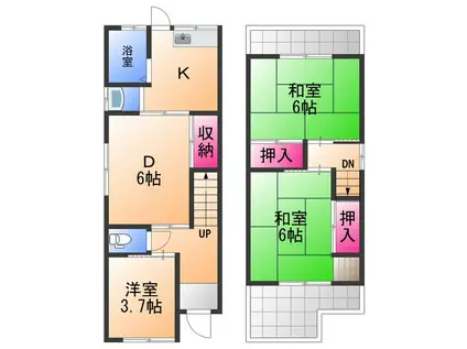 南海電鉄南海本線 貝塚駅(大阪) 徒歩5分 2階建 築50年(3DK)の間取り写真