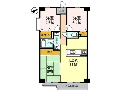 フェリーチェ和泉(3LDK/6階)の間取り写真