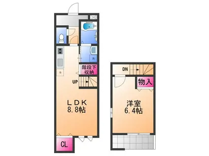 スリーハーブズ メルヴェーユ三国ヶ丘(1LDK/1階)の間取り写真