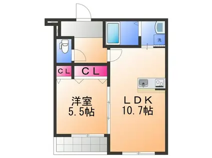 サンライズ松原(1LDK/1階)の間取り写真