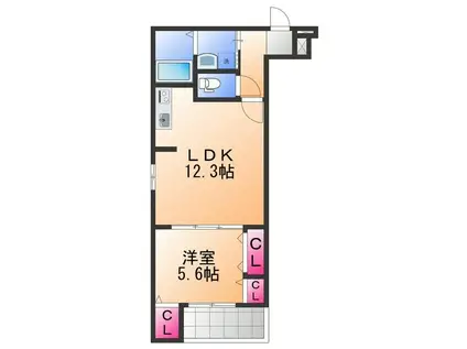 サンライズ松原(1LDK/3階)の間取り写真