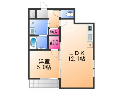 サンライズ笠松(1LDK/3階)の間取り写真