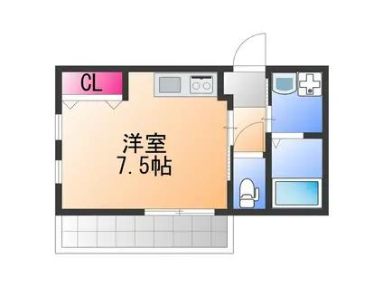 ソレイユ貝塚(ワンルーム/1階)の間取り写真