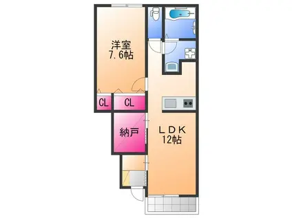 プレミアムスイート泉佐野(1LDK/1階)の間取り写真