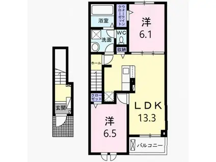 CASA LINO B(2LDK/2階)の間取り写真