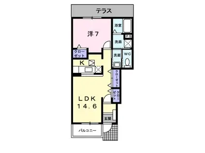 デスパシオ(1LDK/1階)の間取り写真