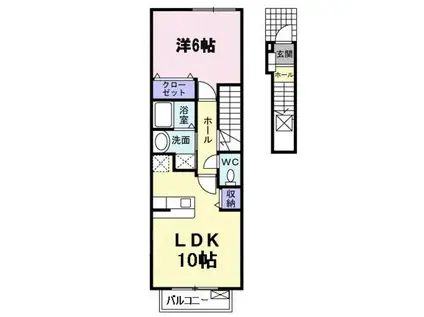 エメ グランメール(1LDK/2階)の間取り写真