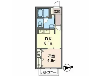 プランドール(1DK/2階)の間取り写真