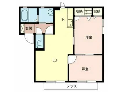 ディアス福泉 E棟(2LDK/1階)の間取り写真