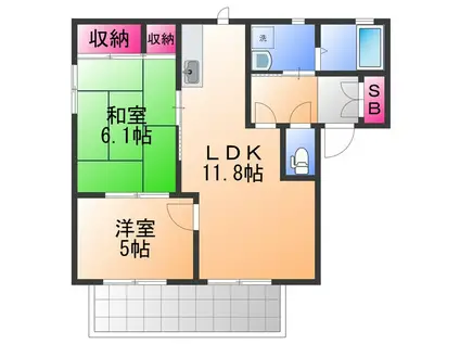 シャーメゾン ヤークレイ(2LDK/2階)の間取り写真