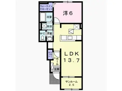 サニーハイム(1LDK/1階)の間取り写真
