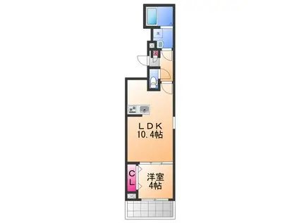 ジーメゾン岸和田グランシア (1LDK/2階)の間取り写真