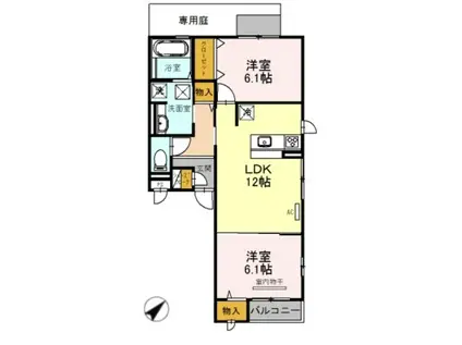 エミネンス久米田(2LDK/1階)の間取り写真