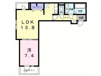 ヒカルサ岸和田畑町(1LDK/2階)の間取り写真