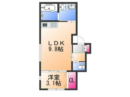 QHOUSE桑原(1LDK/1階)の間取り写真