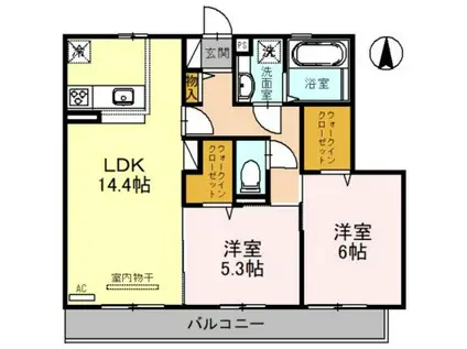 LEGATO(2LDK/2階)の間取り写真