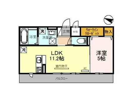 アソシエ高松東(1LDK/3階)の間取り写真