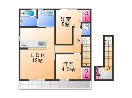 ソエル海塚(2LDK/2階)の間取り写真