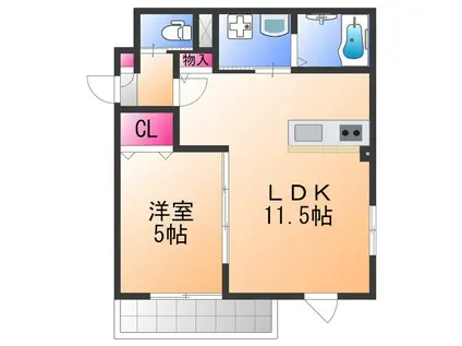 ARCA泉佐野(1LDK/3階)の間取り写真