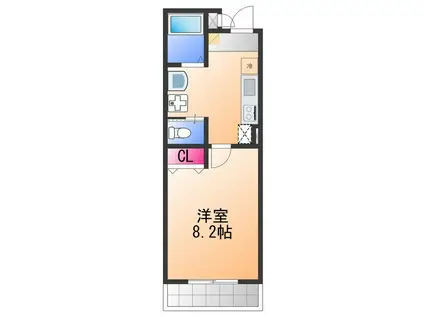 ブライト日根野(1K/3階)の間取り写真