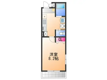 ブライト日根野(1K/5階)の間取り写真