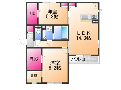 ロイズパレス鳳(2LDK/2階)の間取り写真