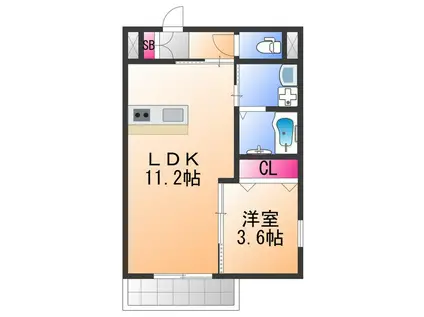 ARCAりんくうⅡ(1LDK/2階)の間取り写真