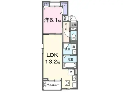 リビオ MIYABI(1LDK/1階)の間取り写真