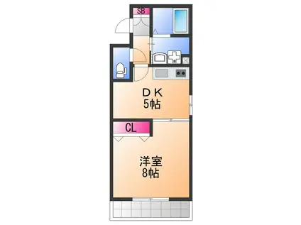 FELIZ高石(1DK/2階)の間取り写真