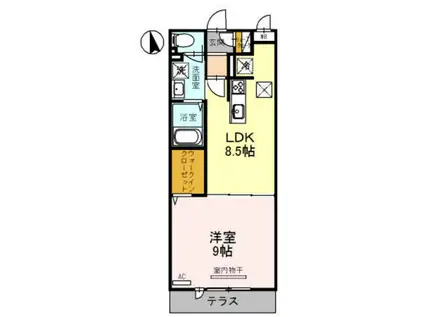 パティオ鳳(ワンルーム/1階)の間取り写真