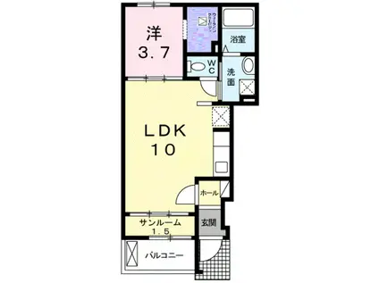 ベルソレイユ(1LDK/1階)の間取り写真