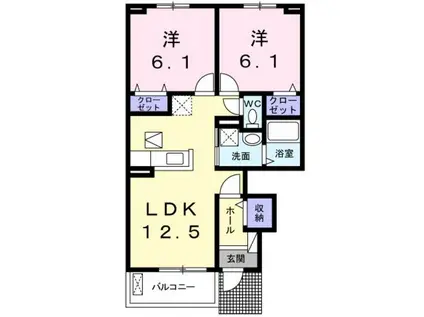 カーネーション(2LDK/1階)の間取り写真
