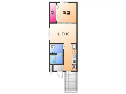 エルメゾン堺ISHIZU(1LDK/1階)の間取り写真