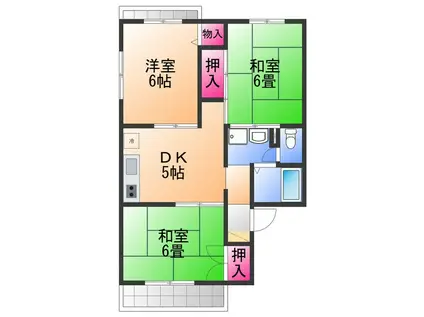 ガーデンパレス宮下A棟(3DK/1階)の間取り写真