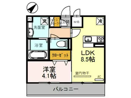 はなあずみ(1LDK/2階)の間取り写真