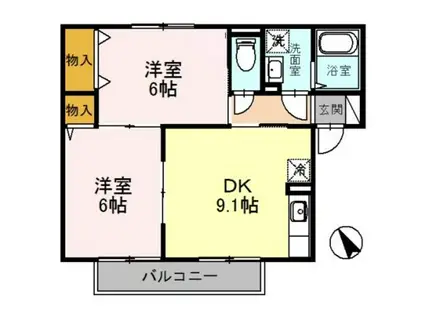 エステートたつみ(2DK/1階)の間取り写真