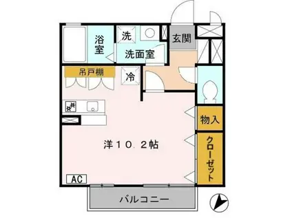 グレイスコート(ワンルーム/2階)の間取り写真