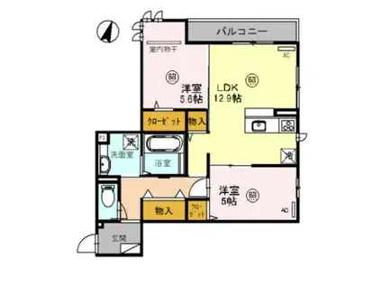 ヴィア・ラッテア(2LDK/2階)の間取り写真