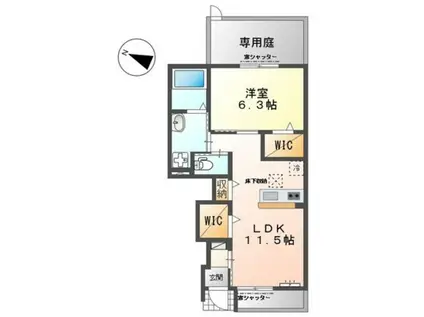 プラチナ クローバー(1LDK/1階)の間取り写真