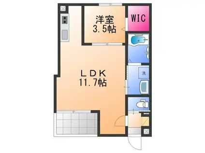 GARDENIA泉佐野(1LDK/1階)の間取り写真