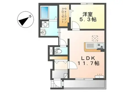 プロスパー(1LDK/1階)の間取り写真